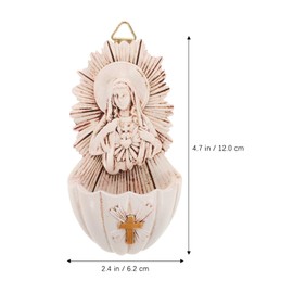 Luxshiny Sacred Heart of Holy Water Font Mini Resin Catholic Wall Hanging Decoration for Baptism First Holy Communion Confirmation