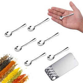 6PCS Tiny Spoons - Mini Stainless Steel Spoons 2.9 inch for Salt Jars Spice Jars, SUS 304 Food Grade Seasoning Spoon for Powder Spices, Pepper, Sugar, Coffee (6, Silver)