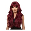 Peluca Rojo Para Mujer Larga Ondulada Flequillos Natural
