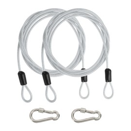 PATIKIL Security Cable 7 ft x 3/16" (4mm), 2Pcs Braided Stainless Steel Coated Safety Wire Rope with Double Loop for Travel Luggage Bicycle Lock Cable, Transparent