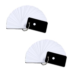 WUMUZAI 100 Pieces Flash Cards with Rings and Cover for Studying, 4 x 7 cm Small Blank Index Note Cards Double Side, Unruled Colored Flashcards Notecards for Study Business, White