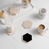 YONGHEE Travertine Coasters Set of 6 with Holder, Hexagonal Rustic