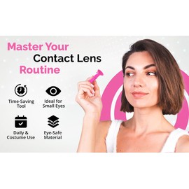 OptiWand Pink 2 Pack Small Portable Soft Contact Lens Removal & Insertion Tool Silicone Rubber Eye Lens Inserter & Remover Device Pincher End & Finger Grips - Safe & Easy to Use, Travel Size 1.75"