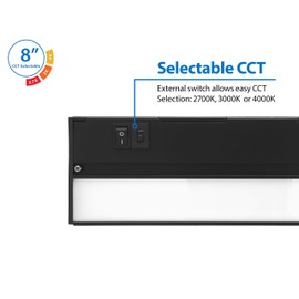 NUC-5 Series 8-inch Black Selectable LED Under Cabinet Light (NUC508SBK