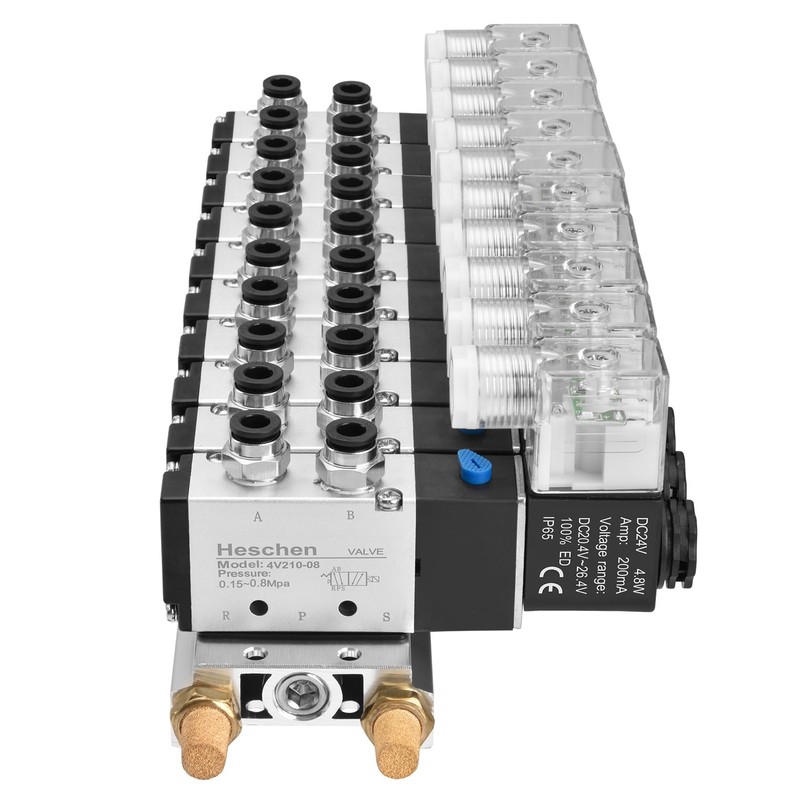 Heschen 10 Space Manifold Solenoid Valve 4V210-08 24VDC PT1/4 inch