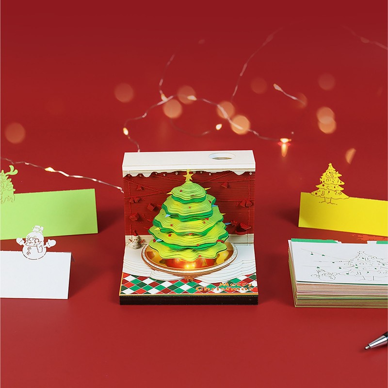 Christmas Tree 3D Memo Pad Innovative Paper Carving Art 3D