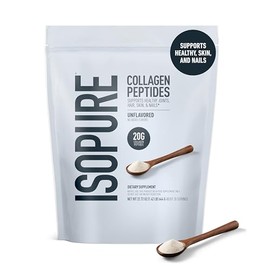 Isopure Péptidos de colágeno en polvo, 28 porciones, sin sabor, con Vitamic C, con biotina