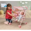 Badger Basket Double Doll Stroller - Foldable Tandem Stroller for
