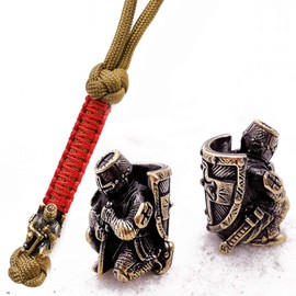 CooB EDC - Cordón de cuerda de paracaídas con colgante único de metal sólido fundido a mano Cordones personalizados para cuchillos de paracaídas (bronce)