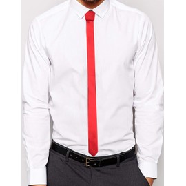 Gusleson Solid Red Tie Wedding Skinny Ties For Men Silk Slim Necktie (UK0803-01)