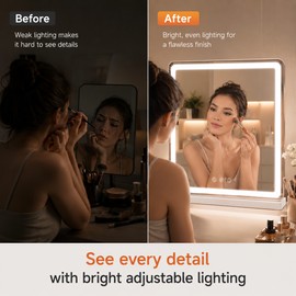 LED Vanity Mirror with Lights for Makeup – Dimmable 3-Color Lighted Mirror with Touch Control for Bedroom