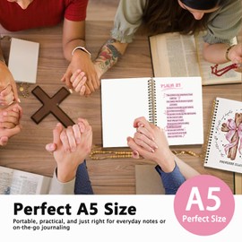 LIANGW Pink Christian Notebook, PSALM 23 Christian Journal for Women, Scripture Notebook, Bible Journal, Bible note taking, Hardcover Spiral Notebook 80 Sheets -160 Pages 5.5x8.3 Inch