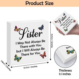 Sisters Birthday Gift Box Sign Decor Sister Gifts from Sister Wooden Plaque Thanksgiving Christmas Wedding Mothers Day Graduation Gift for Sisters Long Distance Relationship Gifts