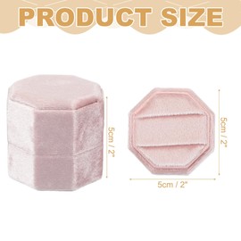 sourcing map Velvet Ring Box, 2 Slot Octagon Wedding Ring Display Holder Box Jewelry Ring Gift Case for Wedding Ceremony Proposal Engagement, Light Pink