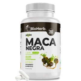 BioHerb® | Maca Negra 100% Pura con 360 Capsulas, Extremadamente Eficaz, Potente Fuente Natural de Energía y Vitalidad – Alta Absorción y Máxima Pureza