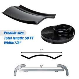 Black Vinyl 7/8" Insert Molding Trim Screw Cover | Rv Trim Inserts | RV Camper Travel Trailer (50 ft, Black)