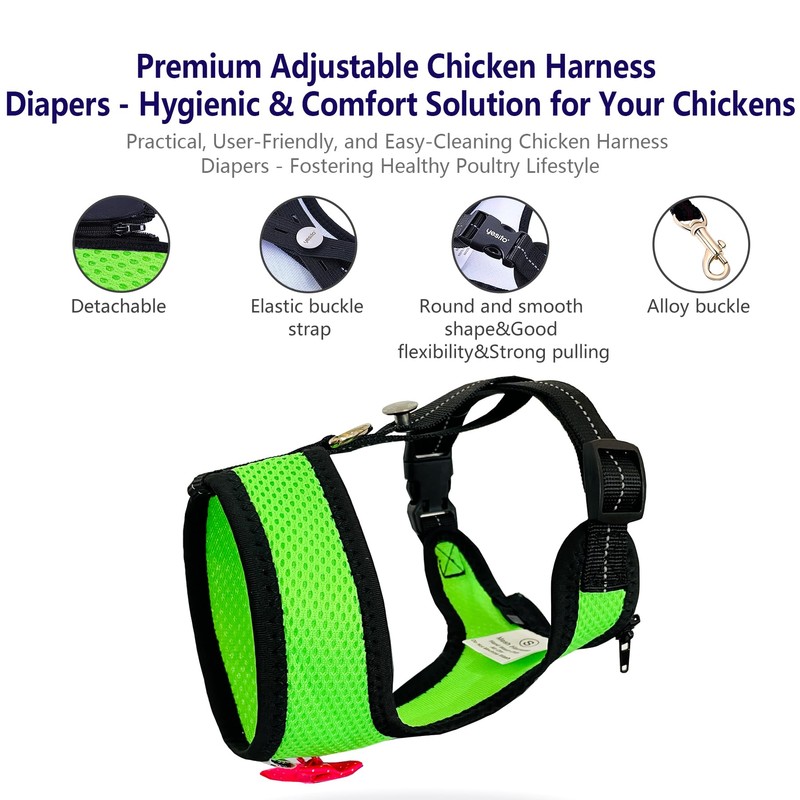 Yesito Chicken Harness Hen Size With6-foot Matching Belt - Adjustable,
