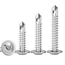 Qrity Self Tapping Screws M4.8 x 16 mm, Drill Tail Self Drilling, Stainless Steel, Round Head Phillips, 100 PCS