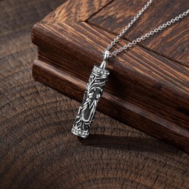 VERECICLY Tree Life Cylinder Cremation Necklace Urn Family Tree Ashes 925 Sterling Silver Urn Necklace Pendant Keepsake Urn Locket Jewelry Gift for Women