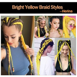Herina Yellow Hair For Fake Braids 2pcs Bright Yellow Braiding Hair Extensions High Temperature Jumbo Braiding Hair(2pcs/pack)