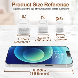 BAIPOK 36pcs Square Chair Leg Floor Protectors, Furniture Felt Pads for Hardwood Floors, Furniture Sliders for Chair Legs, Floor Protectors for Chairs, Silicone Chair Leg Caps Cover, Large, Clear