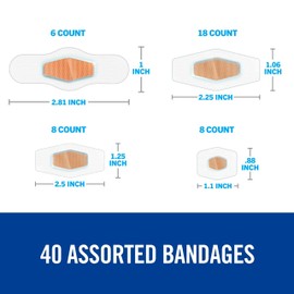 Nexcare Max Hold Waterproof Bandages, Contours To Hard-To-Fit Places, Like Heels, The Hand, Knees, And Fingers, Assorted Sizes, 40 Count