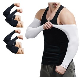VERISSY Arm Cover, Men's, 4 Pieces, Cold Touch, UV Protection, Stretch, Moisture Wicking, UPF50+, Sun Protection, For Summer, Cool, Arm Cover, Stretchable, Breathable, Solid, Supporter, Long, Sports