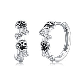Dog Paw Earrings for Women 925 Sterling Silver Dog Paw Hoop Earrings Cute Animal Paw Print Jewelry Gifts for Women
