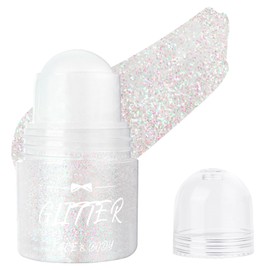 LOPHE Roll-on Body Glitter Gel, Holographic Glitter Gel, Colour Change, Mermaid Sequins Sparkling, for Festival Rave Accessories and Face Nails Eyes Lips (White Blue)