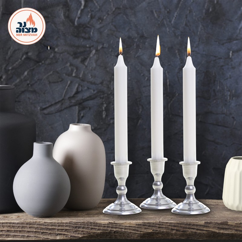 Ner Mitzvah Classic White Taper Candles – 7 Inch Candles