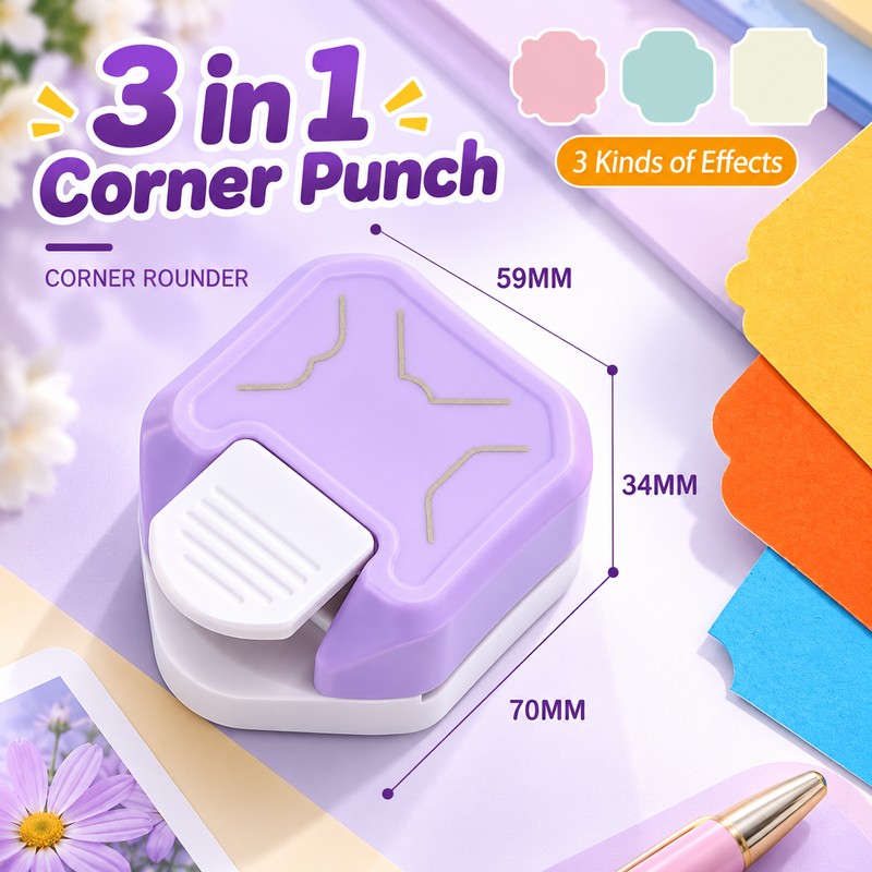 3-in-1 Corner Rounder Punch for Paper Crafts – R4 R7