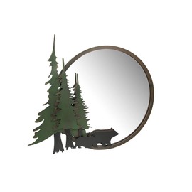 Mayrich Black Bear Forest Wall Mirror Decorative Metal Bathroom Bedroom Lodge Accent, Multicolored, One Size