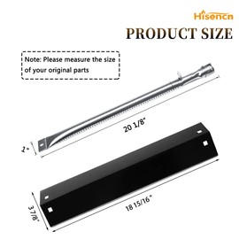 Hisencn Replacement Parts for Chargriller 5050, 3001, 5650, 3008, 3030, 4000, King Griller 5252, Burner Tube, Porcelain Steel Heat Plate Tent, Ignitor for Chargriller 3 Burner Gas Grill