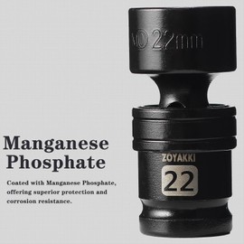 ZOYAKKI 22mm Swivel Socket 1/2" Drive Shallow 6 Pt CR-MO Swivel Impact Socket for Nut Removal