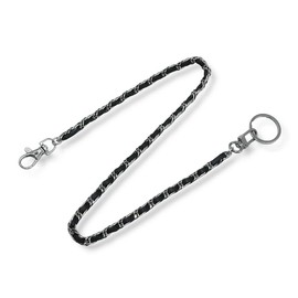 L'PIERRE Wallet Belt Chain, Genuine Leather, Cowhide Leather, Braided Double Chain, 11.8 - 23.6 inches (30 - 60 cm), Double Ring, Key Ring, Key Ring, Durable, Wallet, Fall Prevention, Single Item,