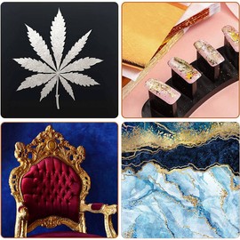 domoi 400Pcs Imitation Gold Silver Copper Foil Leaf Flake Gilding Sheets for Nail Decor DIY Art Crafts Paper