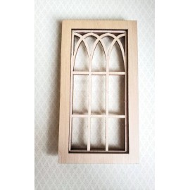 Alessio Dollhouse Miniature Window Tudor Gothic Arch Style Wood 1:12 Scale