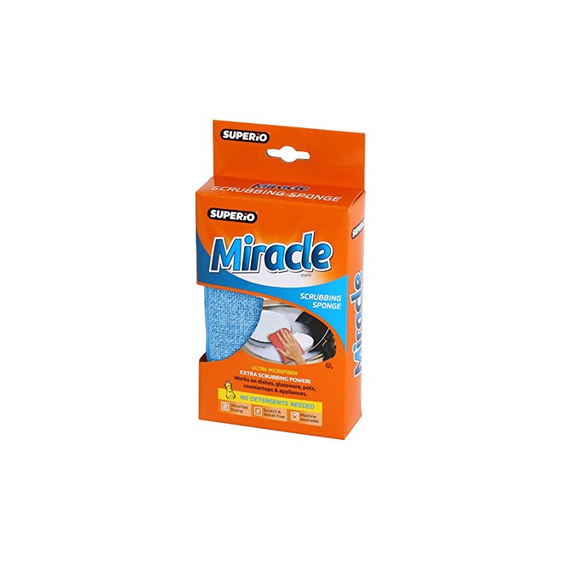Superio Ultra Micro Fiber Miracle Scrubbing Sponge 1 Pack (Blue)
