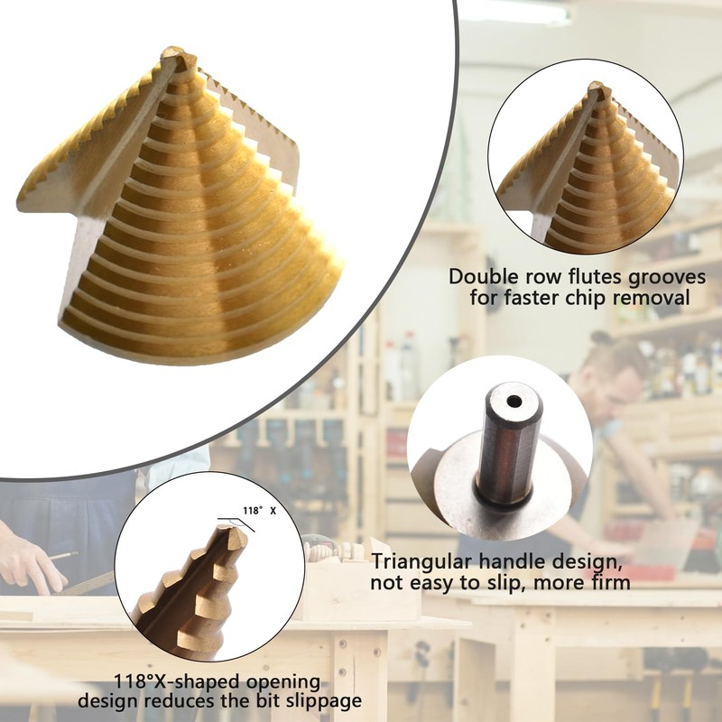 Forhandy Step Drill Bit Diameter 4-52 mm HSS Stainless Steel