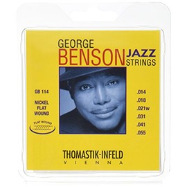 Thomastik-Infeld GB114 Jazz Guitar Strings: George Benson 6 String Set - Pure Nickel Flat Wounds E, B, G, D, A, E Set