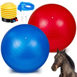 Sotiff 2 Pcs 40 Inch Horse Ball for Play Large Horse Big Equine Herding Anti Burst Dog Ball Soccer Giant, Pump Included(40 Inch,Blue and Red)