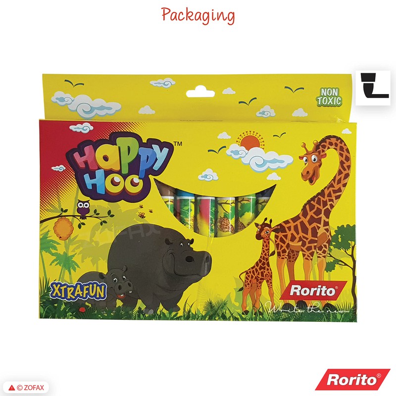 12 Vibrant Shades RORITO Happy Hoo Xtrafun Soft Colouring Marker