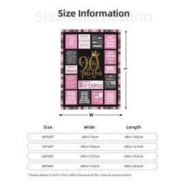 Qcaslprt 90th Birthday Decorations for Women, 1935 90 Years Old Flannel Throw Blanket 60x50 Inches, Anniversary Retirement Birthday Blankets Gifts for Family