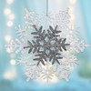 Snowflake Christmas Ornaments - White and Silver Glittered Snowflakes Each