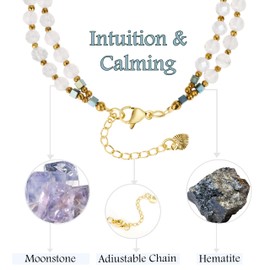 Farfume Beaded Bracelets for Women, Chakra Crystal 4mm Beads Gemstone Natural Stone Bead Spiritual Womens Jewelry Gifts (Moonstone)