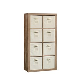 Sauder Stow-Away 8-Cube Organizer, Versatile Storage Solution, Cube Bookshelf - Lintel Oak Finish