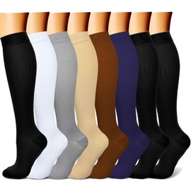 CHARMKING Compression Socks for Women & Men Circulation 15-20 mmHg is Best Graduated Athletic for Running, Flight Travel, Support, Pregnant, Cycling - Boost Performance, Durability (L/XL, Multi 01)