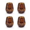 Two's Company Set of 4 Tortoise Print Stemless Wine Glass
