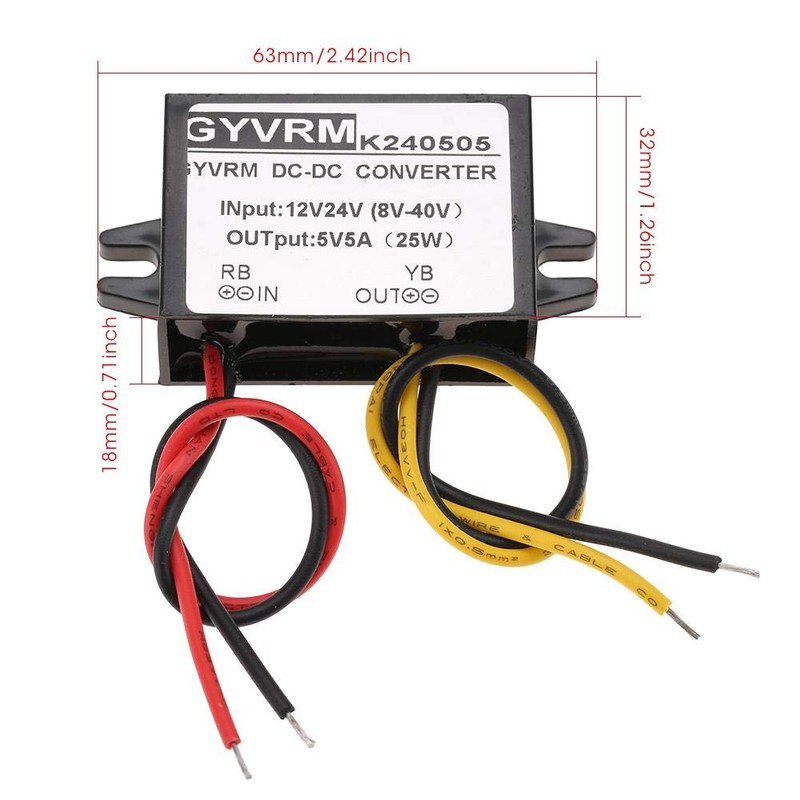 Hilitand GYVRM-K240505 Converter 12V/24V to 5V 5A DC-DC Converter Step