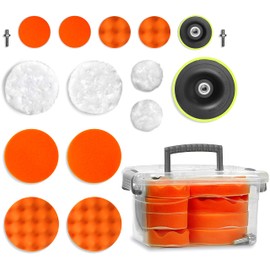 VViViD - Juego de 16 almohadillas para orejas para pulir y pulir esenciales para el automóvil, almohadillas para orejas de espuma de 5 pulgadas y 3 pulgadas, para lavado, pulido, limpieza, depilación